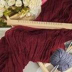 12 Pack Burgundy Cheesecloth Table Runner 10ft Boho Gauze Cheese Cloth Table Runner Rustic Sheer Runner 120 inch Long for Christmas Wedding Table Decorations - Image 3