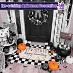 Honoson 2 Pcs Halloween Ghost Doormat,Happy Haunting Black White Checkered - Image 5