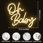 Oh Baby Neon Signs for Wall Decor USB Powered LED Light Up Sign for Baby Shower Birthday Party Gender Reveal Christening Day Decor 1st Birthday Backdrop - Image 6