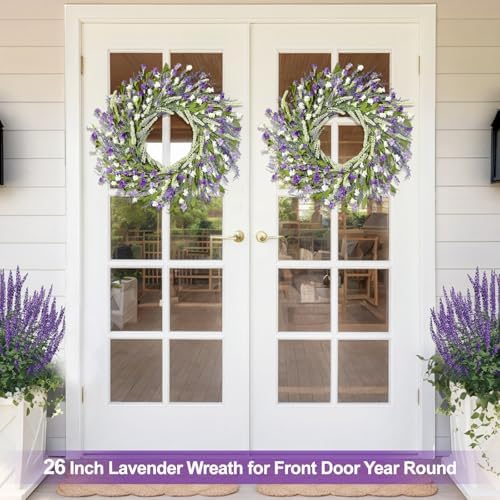 Artgar 26 Inch Spring Wreaths for Front Door, Large Paper Flower Wreath - Image 6