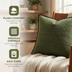 Chenille Velvet Pillow Covers 18x18 Dual Side 2 Pack Green - Image 4