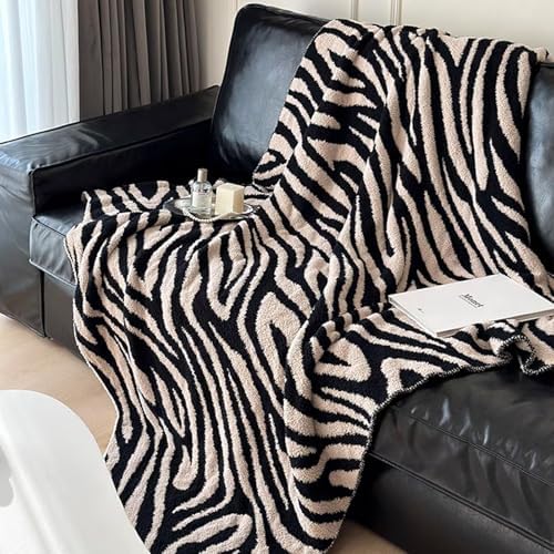 Fluffy Fleece Throw Blanket for Couch, Soft Cozy Black and White Zebra Blankets Fuzzy Thick Twin Blanket for Women, All Seasons (50x70 Inch) by ELASAD