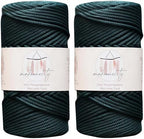 Makromecity, 2 Skeins of Polyester Macrame Cord 3mm x 131 Yards (394 feet) 3mm Polypropylene Forest Green Macrame Cord Crochet Macrame Bag Cord Crafts for Wall Hangings, Bags, Underplate by Makromecity