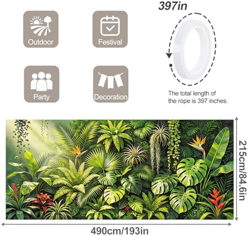 7X16FT Summer Tropical Leaves Garage Door Cover Decorations Tropical Leaves Garage Door Banner for Outdoor Indoor Summer Party Photography Backdrop - Image 4