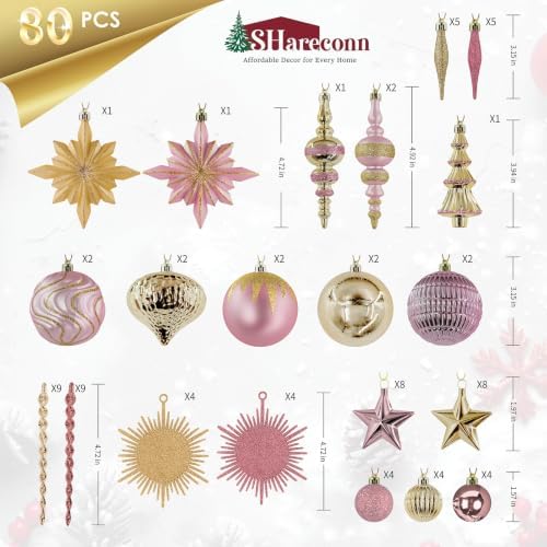 SHareconn 80Pcs Christmas Tree Ornaments Set Christmas Tree Decorations - Image 2