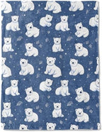 Cute Polar Bear Fleece Blanket - Lightweight Soft Cozy Gifts Throw for Animal Lovers,Kids,Women,Winter White Bears Blue Blankets,Home Room Modern Festive Decor 50x60in by AINORI