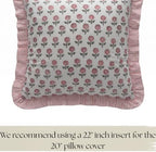 Set of 2 Pillow Covers with Ruffles 20x20 inch Floral Pillow Covers Pink Farmhouse Pillow Covers for Girls Room Nursery Couch Throw Pillow Covers Boho Home Decorative Pillow for Spring - Image 3