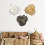 DILATATA 3 Pcs Metal Flower Wall Art Set 10 Inch Rustic Modern Floral Sculpture 3D Metal Flower Wall Hanging Accent for Indoor Living Room Bedroom Kitchen Bathroom Garden Patio Decor - Mixcolor - Image 5