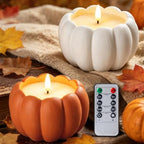 Fall Decor, Fall Decorations for Home - Terracotta Flameless Pumpkin Candle by ARIKJ