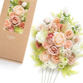 Ling's moment Fake Flowers Box, Faux Artificial Greenery Stems Foam Roses Silk Peony Ranunculus Fabic Flower for Centerpieces Bouquet Wedding Vase Floral Decorations, Garden Blush, Deluxe Combo by LingsMoment