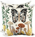 Embroidered Throw Pillow Covers 18x18 Inch - Set of 2 Summer Decorative Pillow Covers with Zipper Aesthetic Cute Design Throw Pillowcases for Couch Sofa Bed, Butterfly Moon by Kokaaee