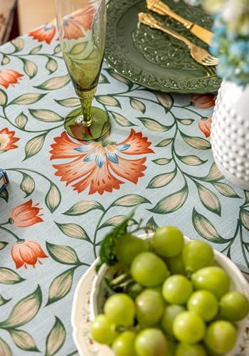 Designer French Linen Table Cloth Rectangle Tables,Italian Vintage Floral Pattern Tablecloth,Colorful Table Cover for Dining Room,Tea Party, Outdoor, Spring Holiday, 55x71 - Image 5