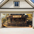 ANNA QUEEN Saloon Garage Door Banner 6x13FT, Western Bar Garage Door Cover with Rustic Outdoor “SALOON” Sign, Large Cowboy Theme Decoration Backdrop for Garage Doors, Backyard Parties, Fence & Barn by ANNAQUEEN