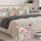Colorful Floral Throw Pillow Covers 26''x26'' Set of 4, Vintage Flowers Pillow Cases Decorative Spring Roses Cushion Covers for Couch Sofa Bedroom Farmhouse Livingroom Garden Patio Car - Image 7