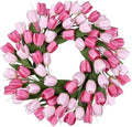 24 Inch Tulip Summer Wreath for Front Door Spring Silk Wreath with Green Leaves Artificial Tulip Flower Wreaths for All Seasons Farmhouse Porch Wall Living Room Home Widding Decor by MDSTBN