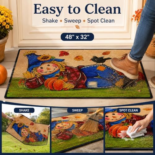 Fall Scarecrow Decorative Front Door Mat, Autumn Pumpkin Crow - Image 5