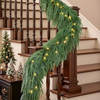 Alupssuc 9FT Artificial Christmas Garland with Lights, Norfolk Pine Garland - Image 6