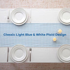 Light Blue White Plaid Gingham Ruffle Table Runner Cabinet Cover 13"x120" - Image 4