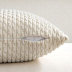 MIULEE Decorative Throw Pillow Covers 26x26 Cream White Textured Corduroy - Image 6