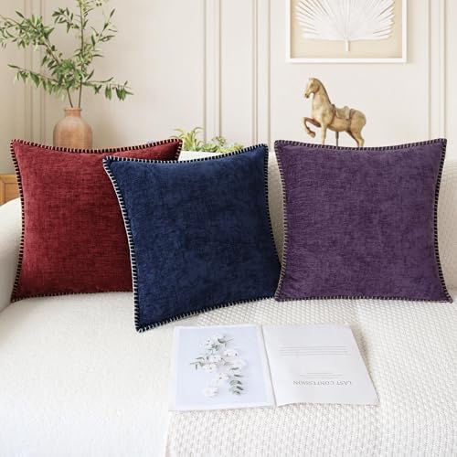 CaliTime Decorative Couch Throw Pillow Covers 24 X 24 Inches Burgundy - Image 5