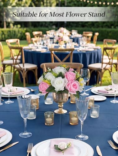 BLOSMON Flower Balls Centerpieces for Table: 6 Pcs Pink White Faux Roses - Image 3