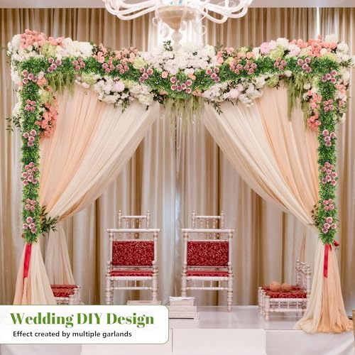 DDHS 2Pcs Artificial Boxwood Garland, 6FT Fake Plant for UV Outdoor - Image 6