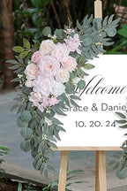 Olalaka Pink Wedding Arch Flowers Set of 2 for Wedding Welcome Signs, Artificial Wedding Flowers for Wedding Ceremony Outside(Pink & Ivory) - Image 4