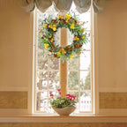 AMF0RESJ Artificial Spring Summer Wreath for Front Door Yellow Daisy Wreath with Olive Leaf,Eucalyptus Leaves for Front Door Indoor Outdoor Wall Porch Farmhouse Home Decor - Image 7
