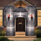 Preboun 8ft Halloween Inflatable Medieval Castle Archway with Light - Image 2