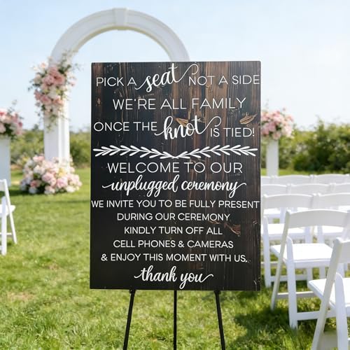 Wedding Sign Rustic Pick A Seat & Unplugged Wooden Vertical Sign for Wedding Ceremony & Reception Decor Seating Plan & Directional Decorations, Engagement & Anniversary Sign - 18x24in - Image 2