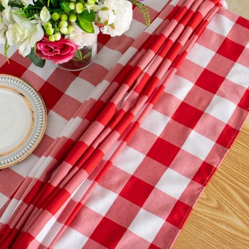 ShinyBeauty 4-Pack 54x54-Inch Red & White Checkered Tablecloths | Cotton Gingham Table Covers | Wrinkle-Free, Durable, Perfect for Christmas, Parties, and Outdoor Events - Image 4