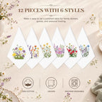 12 Pcs 100% Cotton Embroidered Wildflower Cloth Napkins 18x18 in - Image 4