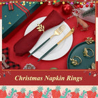 100 Pcs Gold Napkin Rings Bulk, Leaf Napkin Ring Holders - Image 2