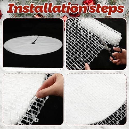 Christmas Cat Proof Tree Skirt Kit with Soft White Tree Skirt, Prickle Mat - Image 3