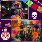 Newwiee 82 Pcs Day of the Dead Altar Decor Set, Marigold, Mixed Colors - Image 7