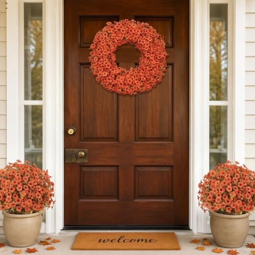 24 Inch Fall Wreaths for Front Door, Autumn Floral Outdoor Wreath - Image 7