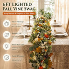 6FT Fall Garland with Lights for Autumn Mantel Decor - Image 4