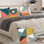 4 Pcs/Set Colorful Pillow Covers Geometry Strip Outdoor Patchwork Geometric Sun Minimalist Cushion Covers Pillowcase Linen Cushion Case for Patio Furniture Couch Living Room, 22"x22" - Image 4