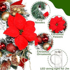 Knitgrip Red Poinsettia Pre-Lit Christmas Wreaths for Front Door - Image 4