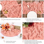 16 Pack Coral Table Runner 10FT Cheesecloth Table Runner Boho Gauze Table Runners Long Rustic Sheer Fabric Table Runners for Wedding Party Bridal Shower Farmhouse & Home Decor - Image 3