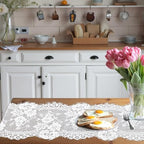 cobee 20 Pcs White Lace Table Runners, 14 x 120 Inch Rustic Embroidered Boho Table Runner Vintage Floral Wedding Decoration for Bridal Shower Vintage Party Decor - Image 6
