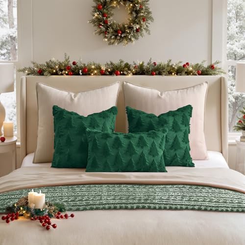 MIULEE Christmas Throw Pillow Covers Dark Green Set of 2 22x22 - Image 3