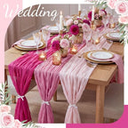Remagr 12 Pcs Gradient Rose Pink Cheesecloth Gauze Table Runners - Image 2