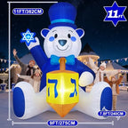 11FT Hanukkah Inflatable Polar Bear Outdoor Decoration with LED Lights - Image 2