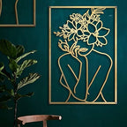 Glamativity Large 4 Pack Gold Wall Art Décor, Minimalist Décor Single Line Art Wall Décor, Real Metal Wall Art, Woman's Body Shape Abstract Wall Art (Gold Classic Style, L Size 22.5 x 15.7'') - Image 2