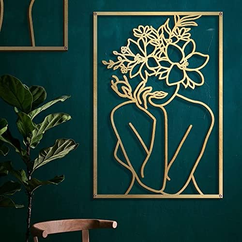 Glamativity Large 4 Pack Gold Wall Art Décor, Minimalist Décor Single Line Art Wall Décor, Real Metal Wall Art, Woman's Body Shape Abstract Wall Art (Gold Classic Style, L Size 22.5 x 15.7'') - Image 2