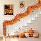 9ft Thanksgiving Fall Cedar Garland with Lights for Mantle Holiday Decor - Image 5