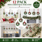 Ogrmar 12 Pack Mini Christmas Wreaths Small Holiday Cabinet Wreath Decor - Image 6