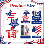 4th of July Large Wooden Star Porch Sign, Independence Day Standing Decoration God Bless America Star Shape Sign for Patriotic 250 Anniversary Red White Blue Outdoor Indoor Yard Front Door - Image 2