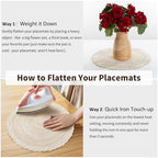 Handmade Round Boho Placemats Set of 6 | Natural Woven & Polyester Braided Combo Table Mats | 12-Piece Versatile Place Mats | Simple Rustic Farmhouse Style Dining Table Decor - Image 7
